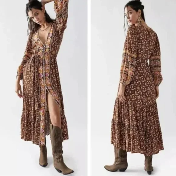 HOLD! DO NOT BUY Spell Madame Peacock Walk Through Gown Dress Duster XS NWT - Picture 2 of 12